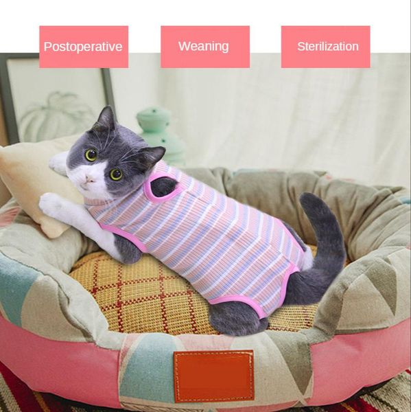 

pet cat sterilization clothes breathable comfortable for dogs stretch big after menstrual period striped pure cotton dog apparel