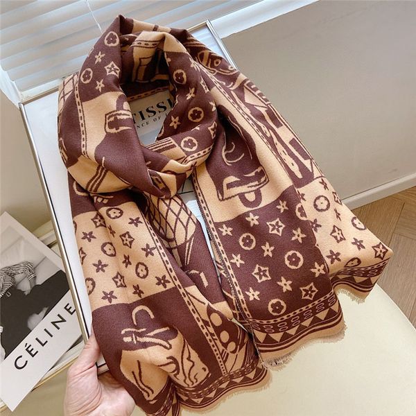 

2021 and new imitation cashmere scarf women's fashion versatile five pointed star pattern color matching shawl warm bib, Blue;gray