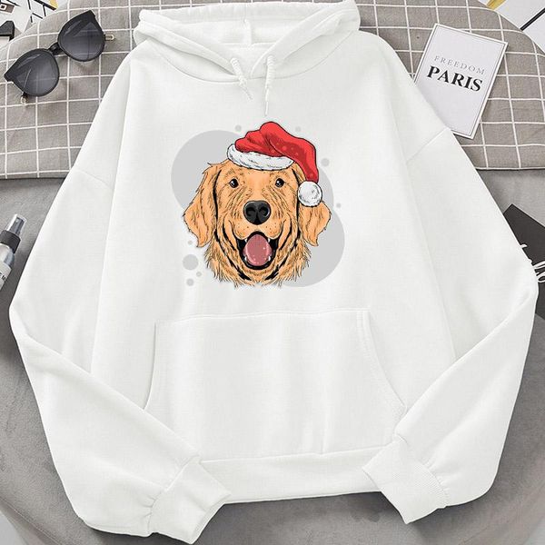 

women's hoodies & sweatshirts casual dog with christmas hat print plus oversize harajuku long sleeve pullovers couple hoody pocket hood, Black