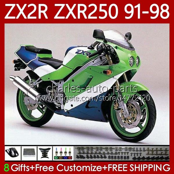 Kit Body para Kawasaki Ninja ZXR-250 ZX 2R 2 R R250 ZXR 250 ZXR250 1991 1992 1993 1994 1995 1996 1997 1998 85No.72 ZX-R250 Azul Verde ZX-2R ZX2R 91 92 93 94 95 96 98 98