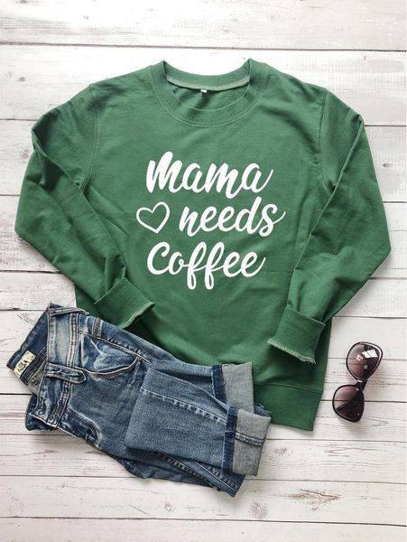 

women's hoodies & sweatshirts mama needs coffee sweatshirt graphic pullovers funny sweats for mom fashion winter clothes 100%cotton, Black