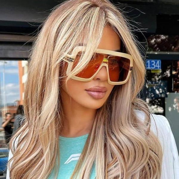 

sunglasses 2021 fashion beige champagne oversized women vintage big brand square sun glasses men flat shades uv400, White;black
