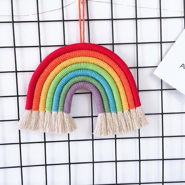 

handmade woven rainbow cloud hanging decor ornament wall decoration children baby living room pendant 2021 christmas decorations