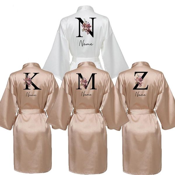 

women's sleepwear personalised names satin silk bride robe wedding for women bridesmaid night rose gold, Black;red