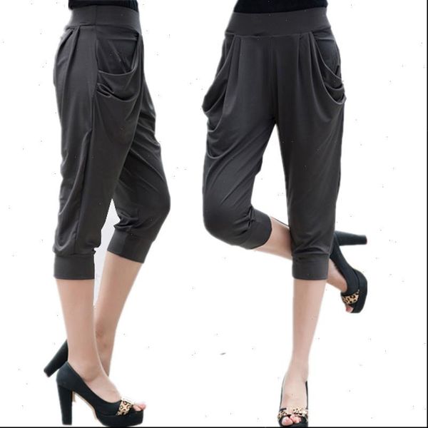 

large womens capris size 5xl 6xl 7xl 8xl calf length pants summer breeches women soft silk stretch plus trousers capri, Black;white