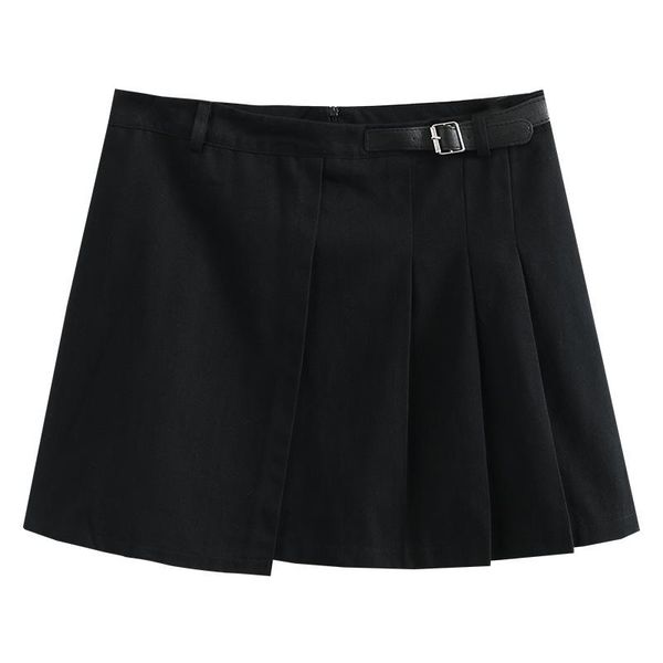 

skirts women pleated oversize 2021 summer fashion clothes high waist asymmetrical length belt decoration plus size bottoms, Black