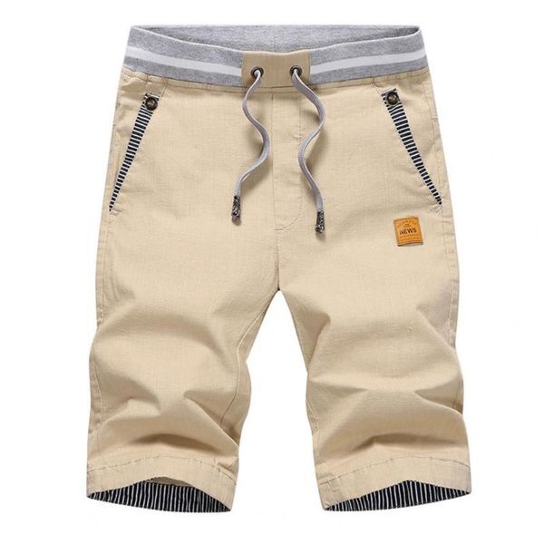 

summer men casual shorts elastic waist solid color all-match pockets drawstring mid rise vacation sweatpants men's, White;black