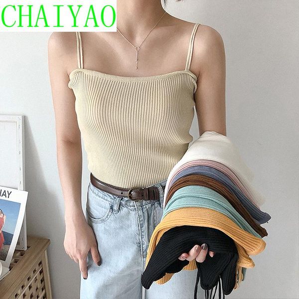 

women's tanks & camis hong kong style chic suspender vest female summer student ulzzang sleeveless stretch t-shirt solid color top, White