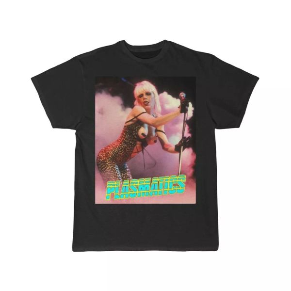 

plasmatics wendy in leopard skin spandex men's short sleeve tee, White;black