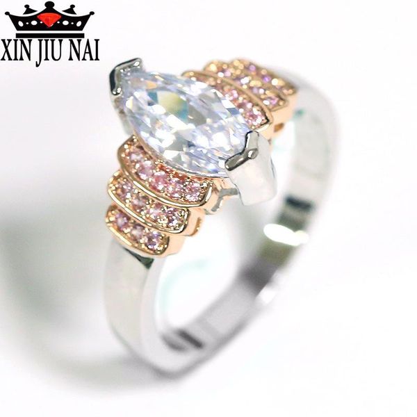 

cluster rings lovely romance wedding for women engagement female ring pink jewelry decoration accessories jewellery, Golden;silver