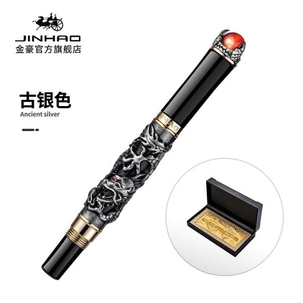 

gel pens jinhao green/red gem luxury eastern dragon pen business office rollerball vintage gray for writing collection