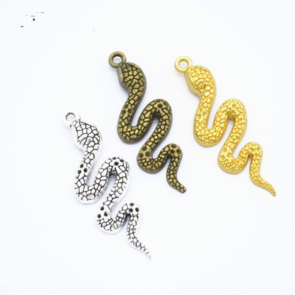 Accessoires de bijoux 20pcs / Pack animal serpent métal Charms boucles d'oreille collier Collier pendentif Constatations de bijoux en vrac articles en gros 42 * 15mm