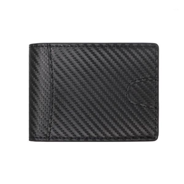 

men's short wallet carbon fiber real pickup bag rfid anti theft brush business leather ultra thin card purse coin wallets1, Red;black