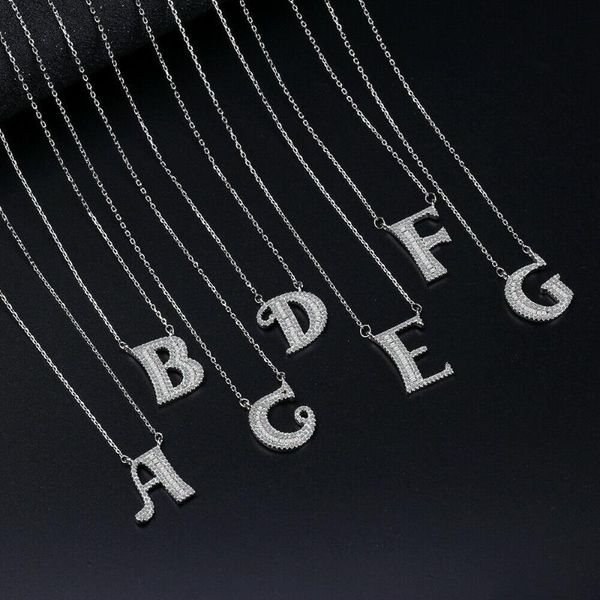 

pendant necklaces fashion personality 26 letters clavicle necklace for women exquisite and generous zircon female version jewelry gifts, Silver