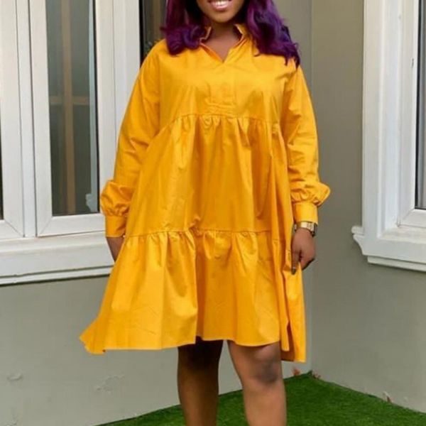 

women loose dresses long sleeves large size ladies casual fashion knee length african trending spring summer female a line robes, Black;gray