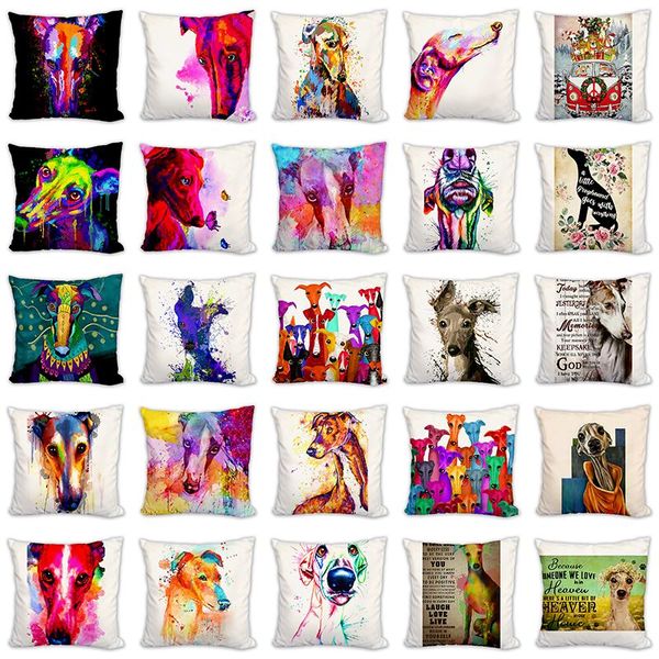 

cushion/decorative pillow greyhound water color cushion cover nordic decorative pillows case livingroom sofa couch throw custom pet portrait