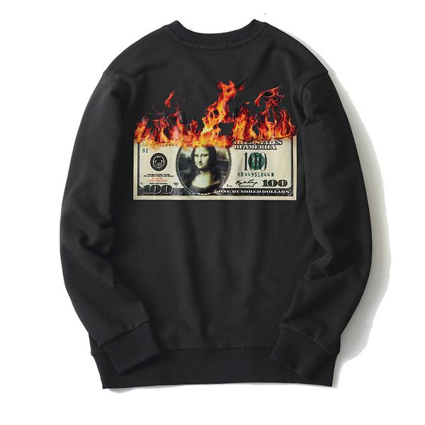 

men's hoodies & sweatshirts 19ss men's mona lisa flame dollar veet drake thickened wool # h22, Black