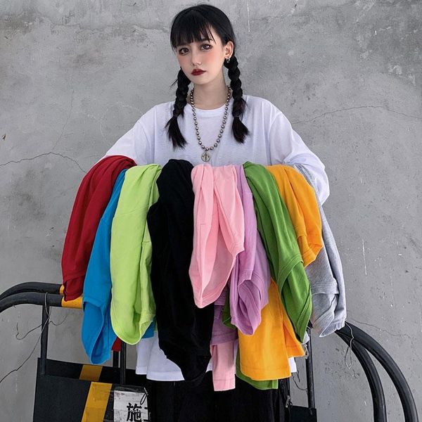 

women's t-shirt casual tshirt 7 solid color harajuku t shirt women basic korean femme long sleeve vintage white ropa mujer