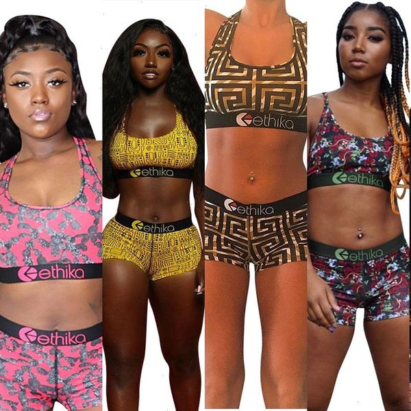 

summer beach style sleeveless womens tracksuits round neck vest type short elastic pants printed two piece sets, Gray