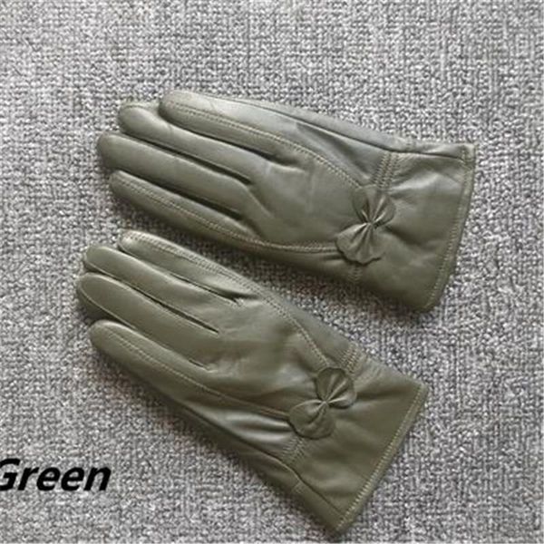 

five fingers gloves woman autumn plus size velvet thicken sheepskin female winter warm leather mittens lady solid glove, Blue;gray