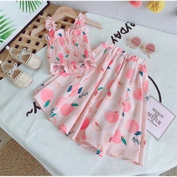 

clothing sets kid baby girl polka dot clothes sleeveless crop vest lace ruffle skirt 2pcs summer sweet princess cotton outfit set 2-6y c0225, White