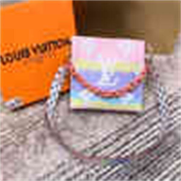 

holders brand designer luxury m68138 tie-dye printing summer toilet bag leather compact long wallets chain wallet pouches key card, Black;red