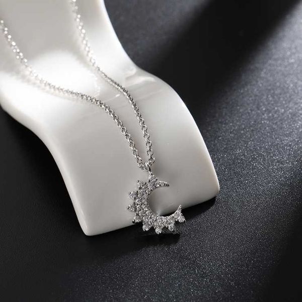 

chains star moon gear necklace clavicle geometric, Silver