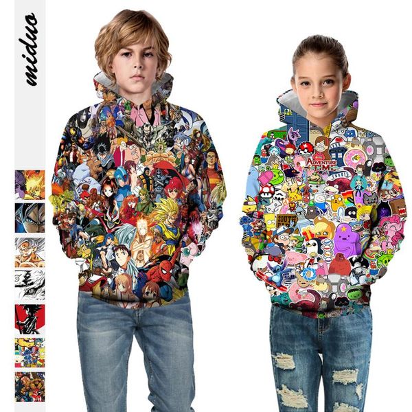 

men's hoodies & sweatshirts 2021 anime digital printing children's hooded sweater european and american fashion brand pullover top, Black