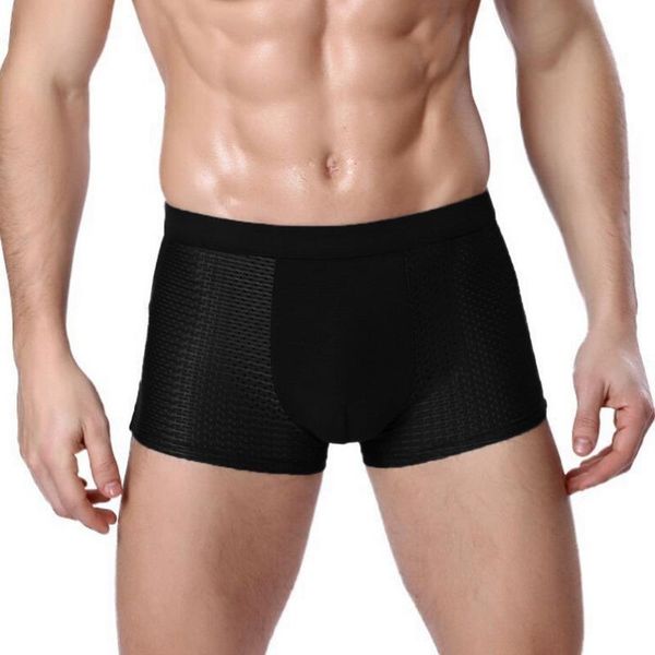 

underpants puimentiua banboo fiber men underwear male boxer solid panties shorts 2021 men's breathable intimate man boxers 1pc, Black;white