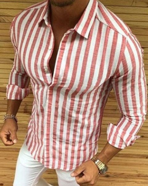

men's casual shirts mens striped formal button down slim fit shirt long sleeve fashion s-3xl pull size sell men, White;black
