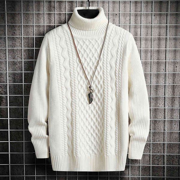 

Black Turtleneck Men Knitted Thick Pull Homme Winter Fashion Men's Pullovers Sweater Solid Streetwear Geometric Coat
