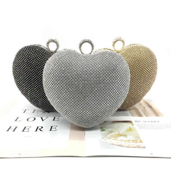 

evening bag 2021 rhinestone dinner heart-shaped handle banquet cheongsam women's hand