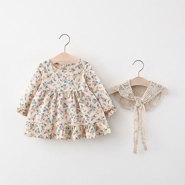 

girl's dresses 2021autumn baby girls shawl dress, Red;yellow