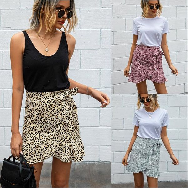 

dot print womens skirt short mini skirts women summer ruffle high waist bow tie ladies slim streetwear, Black