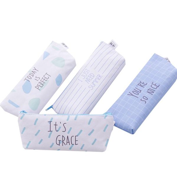 

1pcs/lot korean multi canvas pencil bag zipper pen case storage pouch stationery school and office supply bags
