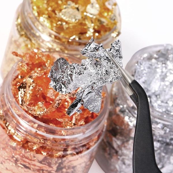 

imitation gold sliver copper foil sequins glitters craft leaf flake sheets m76f nail art decorations, Silver;gold