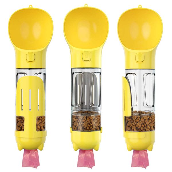 Lightweight Pet Cat Dog Garrafa de água Alimentador Beber Bowl Dispenser com Poop Shovel Sacos Plásticos Bloqueio à prova de vazamento Suprimentos 210615