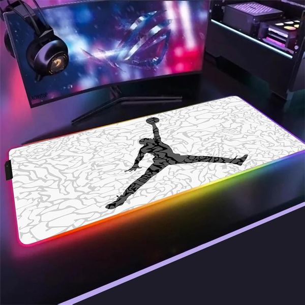 

mouse pads & wrist rests game mousepad rgb personality basketball stars led accessories computer keyboard carpet pad pc notebook gamer desk