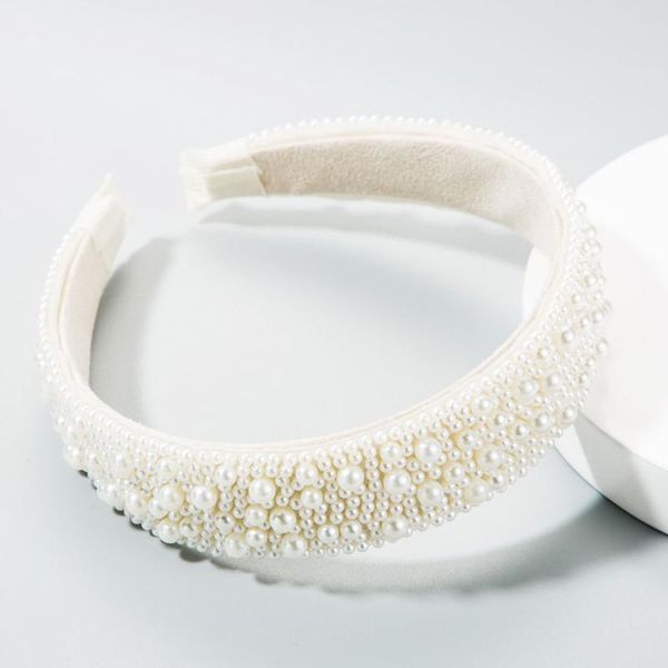 

handmade hairband for lady elegant white full pearl beads headband bridal crown hair hoop accessories, Slivery;white