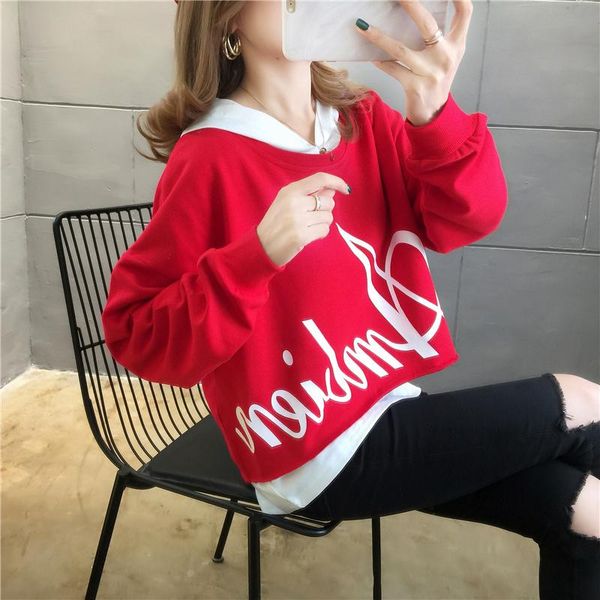 

han edition loose cotton - exclusive film autumn thin section hooded two-piece ins fleece jacket coat women's hoodies & sweatshirts, Black