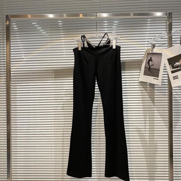 

women's pants & capris 2021 summer rhinestone bandage elegant low waist slim fit suit fashion ladies black, Black;white