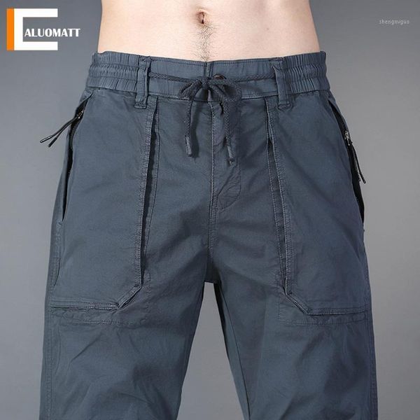 

men's pants cargo mens casual trousers male fashion military uniforms high-quality drawstring tooling trouser streetwear 38, Black