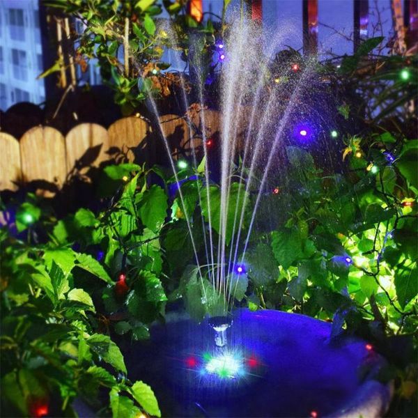 

2.4w 9v solar fountain pump floating powered for birdbath garden backyard pond pool 8 led colorful lights decorations