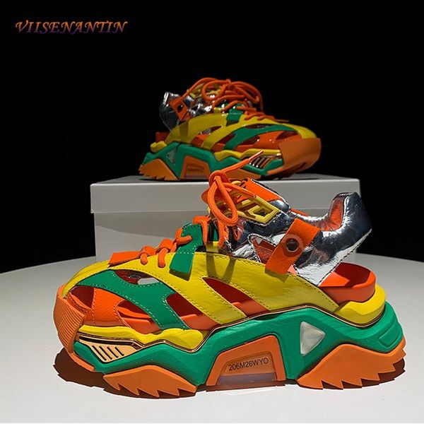 

sandals spring and summer light luxury breathable personalized thick-soled orange all-match casual shoes, Black