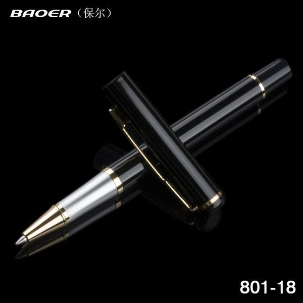 

gel pens luxury black 0.5mm metal rollerball pen baoer 801 gold clip smooth writing student gift ballpoint with an original box