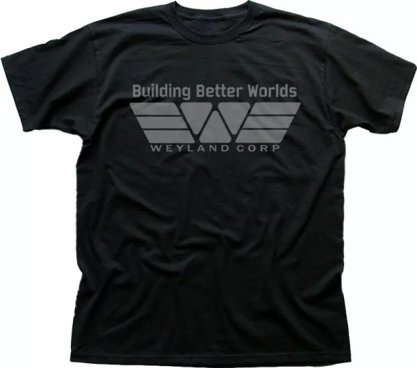 

Alien Aliens inspired Prometheus Weyland black cotton t-shirt 01487, White;black