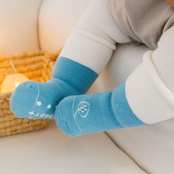 

socks 3 pairs/lot winter thick toddler kids fashion indoor non-slip baby girl high tube born floor boy, Pink;yellow