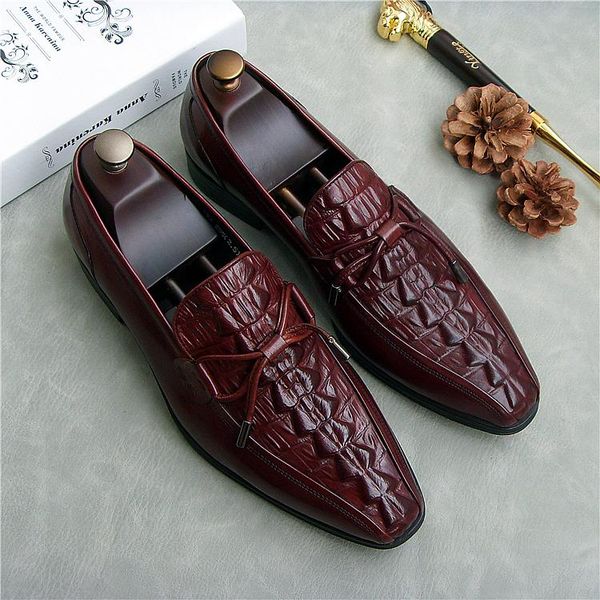 

dress shoes men italian leather fashion oxfords 2021 spring man wedding party prom office sapatos hombre slip on driving, Black