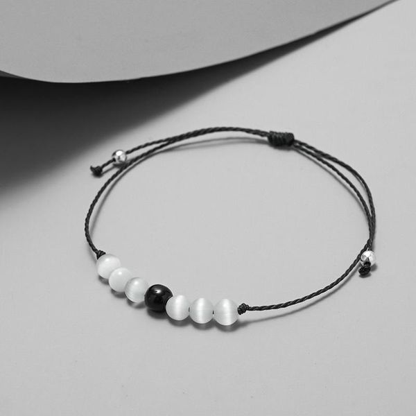 

trendy 6mm white black bead men bracelets fashion nature cat eyes stone wrap bracelet bangle couple gift charm, Golden;silver