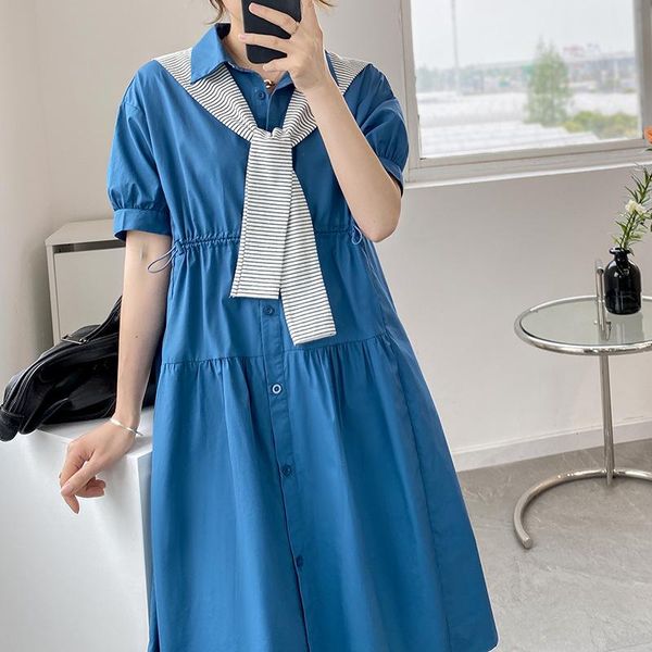 

two piece dress loose waist lined with cape shirt, White